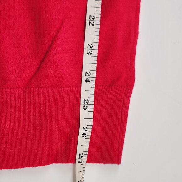 New York & Company Criss Cross V-Neck Pullover Sweater Size XXL Hot Pink Knit - Picture 7 of 10